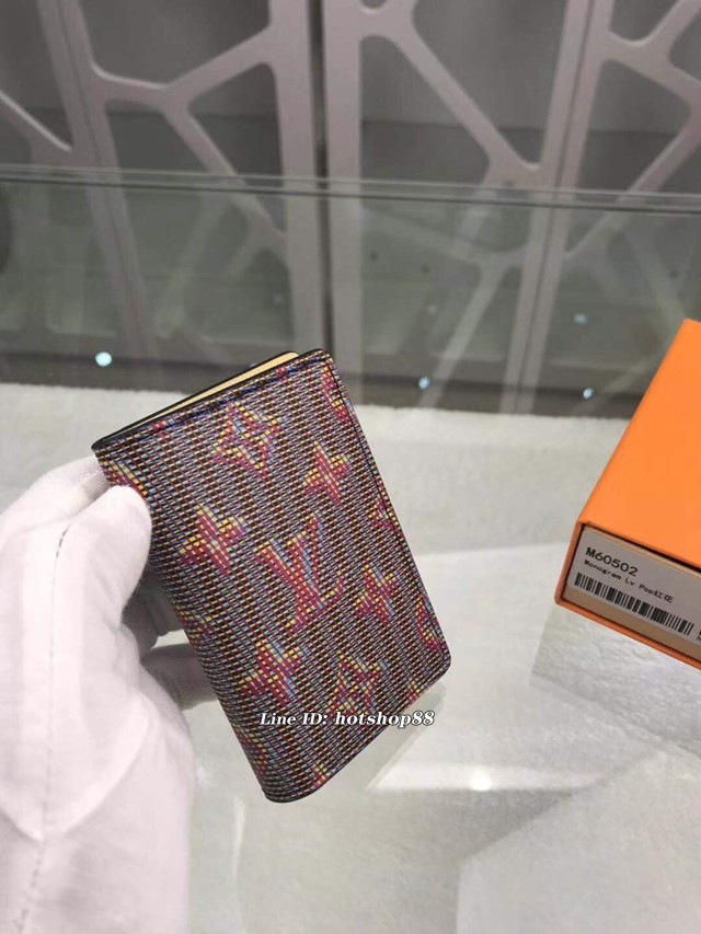 路易威登LV錢包 M60502紅花 2019秋冬款 男女款卡夾 LV新款帆布皮夾卡包 xxlv1910